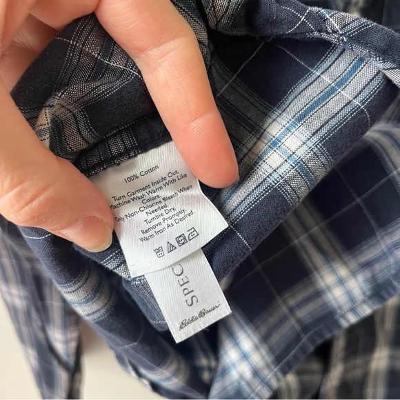 Vintage Eddie Bauer Plaid Button-Down Shirt Men’s Large 100% Cotton Flannel - Picture 7 of 13